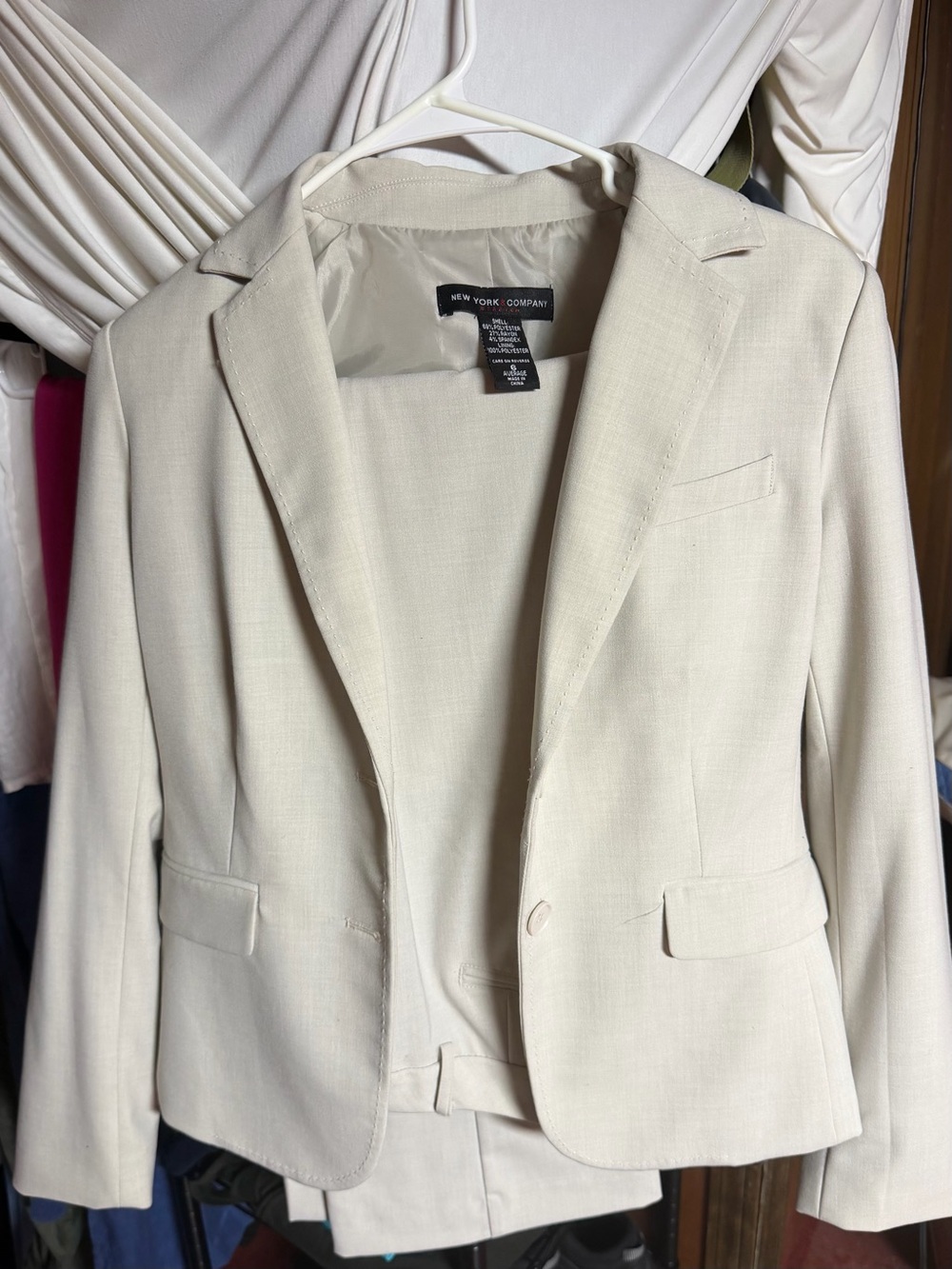 New York & Company Stretch Cream Blazer and Pant set - Classic Tailored Fit